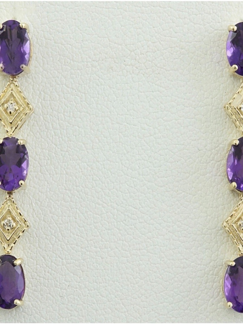 Gold Drop Earrings with Purple Gemstone Accents